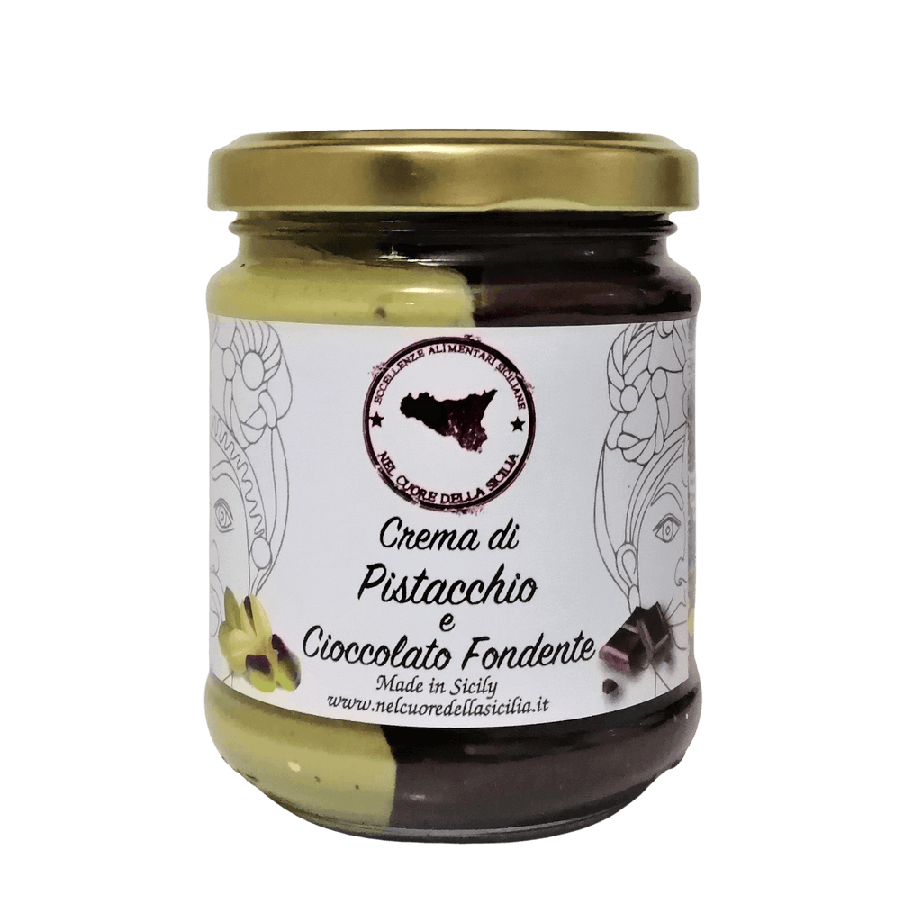 Crema Bi-gusto di Pistacchio e Cioccolato Fondente 200gr - Nel Cuore della Sicilia